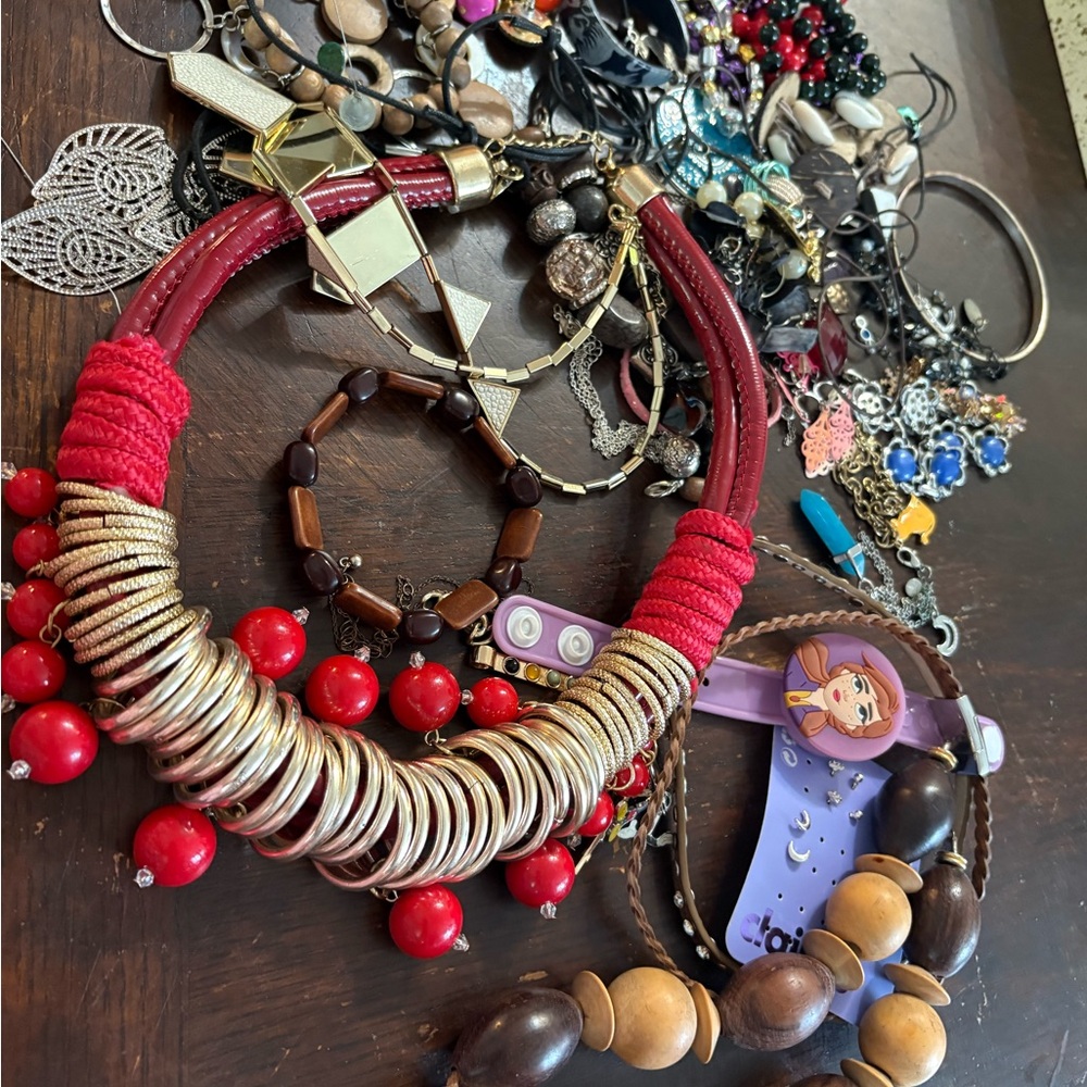 Mixed lot of odds and ends jewelry craft mix beads chains